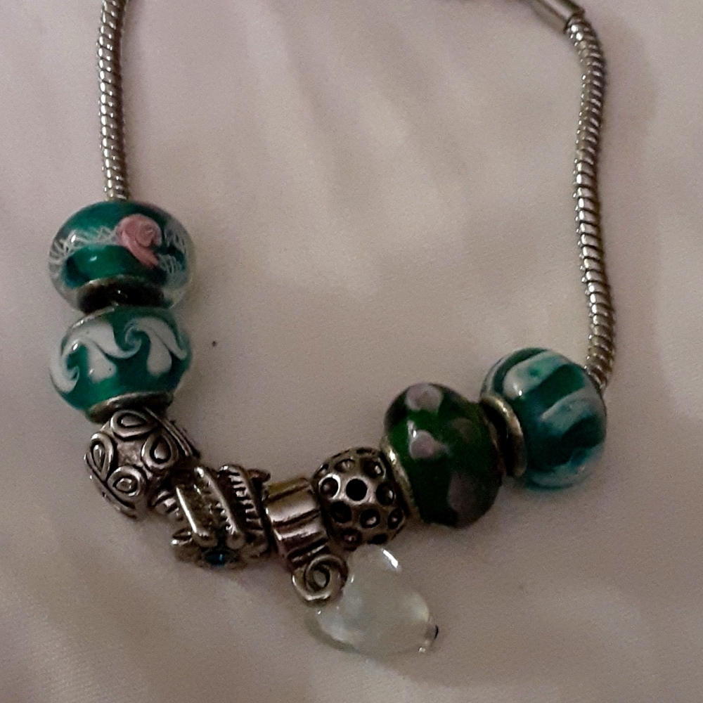 Marano glass turgorise charm bracelet (not stamped